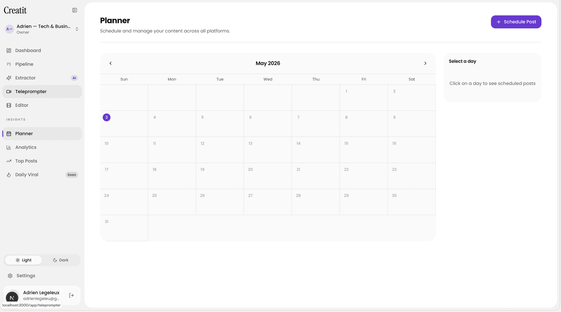 Schedule screenshot