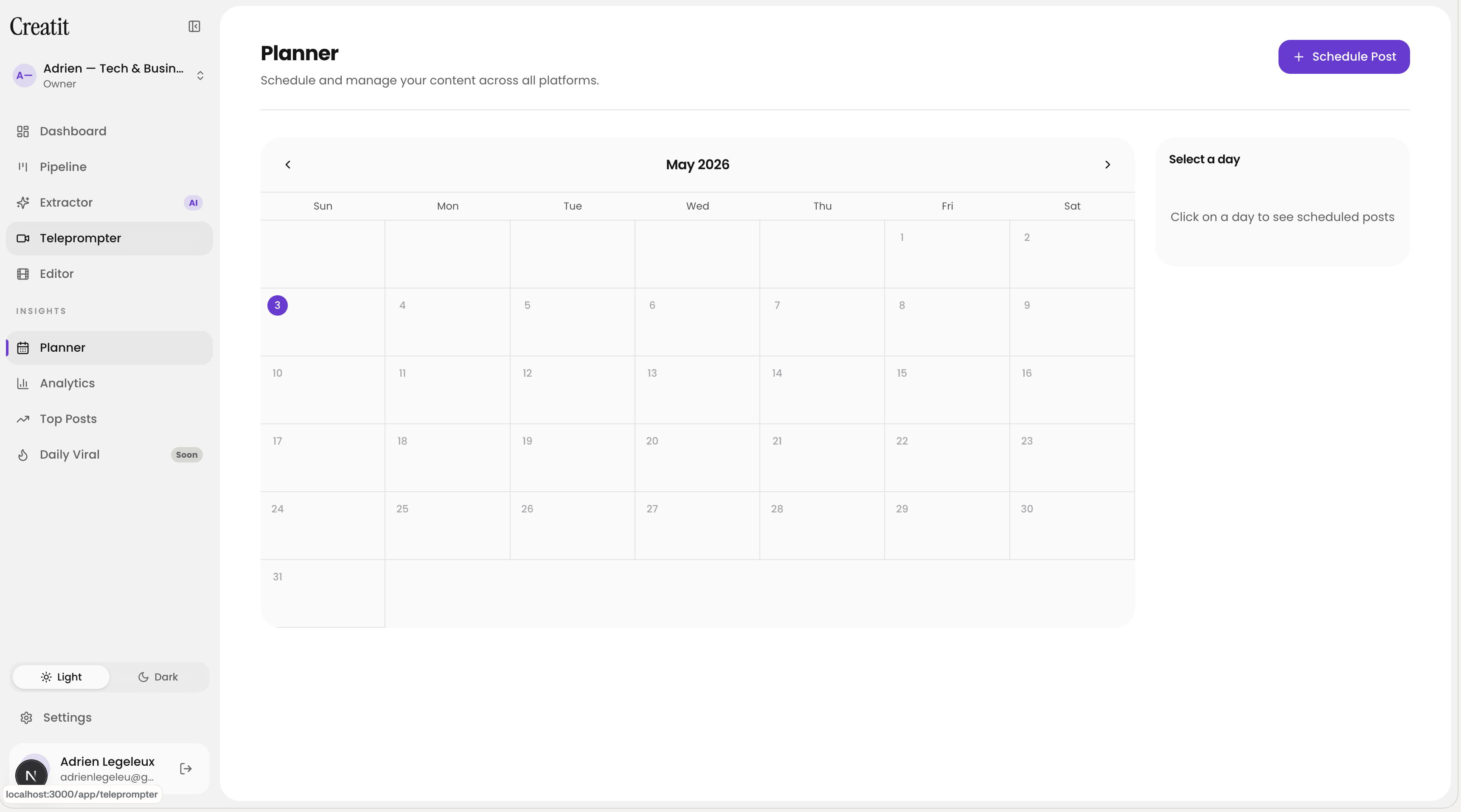 Schedule screenshot